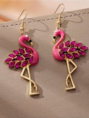 🌺Pink Flamingo Jeweld Earings Flamingo Accessories Tropical Wear